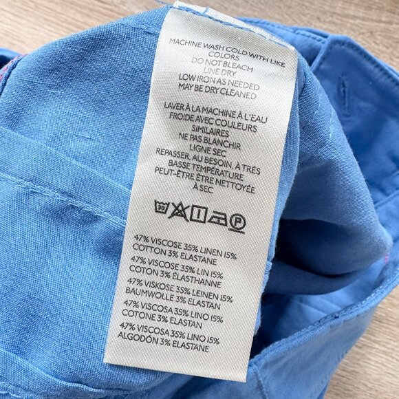 New Anthropologie Colette Linen Wide-Leg Pants Magic Fabric Sapphire Blue 30 - Picture 5 of 13